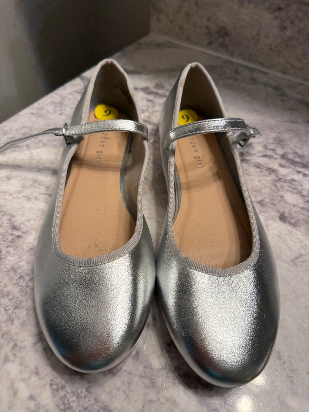 Madden Girl Silver Mary Jane Flats size 9